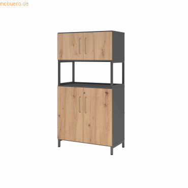 4032062308462 - Hammerbacher Kombischrank FlexWall 4OH 1offen Sockel graphitasteiche 4032062308462 Hammerbacher GmbH 4032062308462 - Hammerbacher Kombischrank FlexWall 4OH 1offen Sockel graphitasteiche 4032062308462 Hammerbacher GmbH