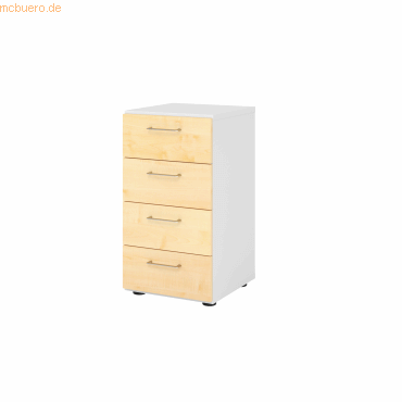 4032062308721 - Schubladenschrank Breno 4 Schübe Metallgriffe B 400 x T 420 x H 748 mm weiß Ahorn 4032062308721 - Schubladenschrank Breno 4 Schübe Metallgriffe B 400 x T 420 x H 748 mm weiß Ahorn