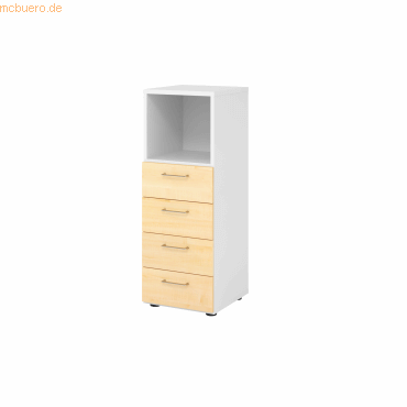 4032062308738 - Schubladenschrank Breno 4 Schübe 1 Fach Metallgriffe B 400 x T 420 x H 1100 mm weiß Ahorn 4032062308738 - Schubladenschrank Breno 4 Schübe 1 Fach Metallgriffe B 400 x T 420 x H 1100 mm weiß Ahorn
