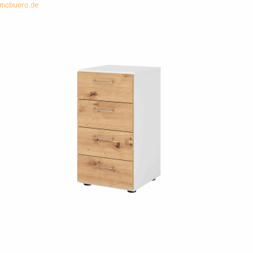 4032062308813 - Schubladenschrank Breno 4 Schübe Metallgriffe B 400 x T 420 x H 748 mm weiß Asteiche 4032062308813 - Schubladenschrank Breno 4 Schübe Metallgriffe B 400 x T 420 x H 748 mm weiß Asteiche