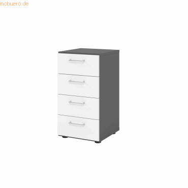 4032062308875 - Schubladenschrank Breno 4 Schübe Metallgriffe B 400 x T 420 x H 748 mm graphit weiß 4032062308875 - Schubladenschrank Breno 4 Schübe Metallgriffe B 400 x T 420 x H 748 mm graphit weiß