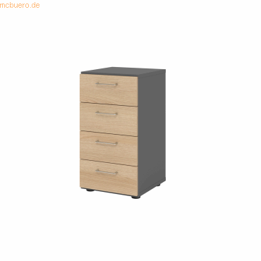 4032062308905 - Schubladenschrank Breno 4 Schübe Metallgriffe B 400 x T 420 x H 748 mm graphit Eiche 4032062308905 - Schubladenschrank Breno 4 Schübe Metallgriffe B 400 x T 420 x H 748 mm graphit Eiche
