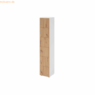 4032062313664 - HAMMERBACHER Schließfachschrank weiß asteiche V264L6 W R DS 6 Schließfächer 400 x 420 x 2156 cm 4032062313664 - HAMMERBACHER Schließfachschrank weiß asteiche V264L6 W R DS 6 Schließfächer 400 x 420 x 2156 cm