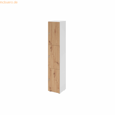 4032062313862 - HAMMERBACHER Schließfachschrank weiß asteiche V264L3 W R DS 3 Schließfächer 400 x 420 x 2156 cm 4032062313862 - HAMMERBACHER Schließfachschrank weiß asteiche V264L3 W R DS 3 Schließfächer 400 x 420 x 2156 cm