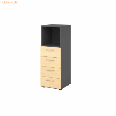 4032062315125 - eurokraft pro Regalschrank 1 Fach offen 4 Schubladen graphit Ahorn 4032062315125 - eurokraft pro Regalschrank 1 Fach offen 4 Schubladen graphit Ahorn
