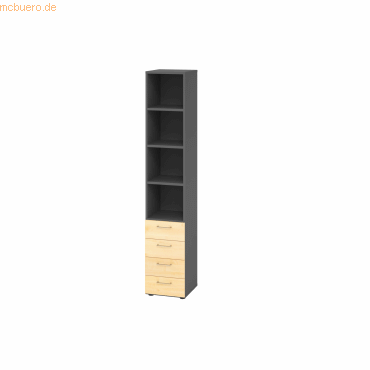 4032062315132 - eurokraft pro Regalschrank 3 Fachböden 4 Schubladen graphit Ahorn 4032062315132 - eurokraft pro Regalschrank 3 Fachböden 4 Schubladen graphit Ahorn