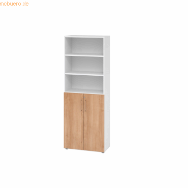 4032062324851 - eurokraft pro Büroregalschrank 5 Fachböden 6 Ordnerhöhen davon 3 offen weiß Nussbaum 4032062324851 - eurokraft pro Büroregalschrank 5 Fachböden 6 Ordnerhöhen davon 3 offen weiß Nussbaum