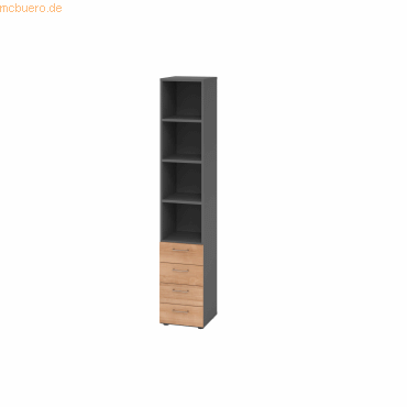 4032062324967 - eurokraft pro Regalschrank 3 Fachböden 4 Schubladen graphit Nussbaum 4032062324967 - eurokraft pro Regalschrank 3 Fachböden 4 Schubladen graphit Nussbaum