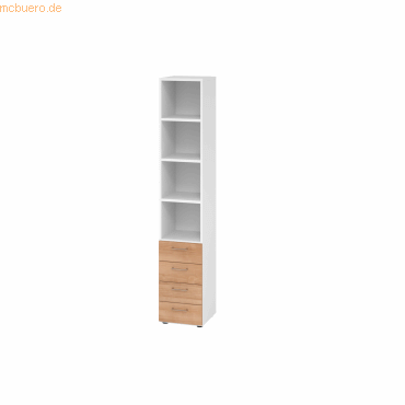 4032062324974 - eurokraft pro Regalschrank 3 Fachböden 4 Schubladen weiß Nussbaum 4032062324974 - eurokraft pro Regalschrank 3 Fachböden 4 Schubladen weiß Nussbaum