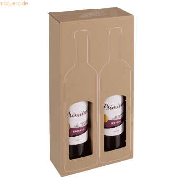 4033657974673 - Weinkarton ColomPac SAWP für 2 Flaschen L 182 x B 93 x H 374 mm Wellpappe kraft-braun 10 Stück