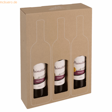 4033657974680 - Weinkarton ColomPac SAWP für 3 Flaschen L 273 x B 93 x H 374 mm Wellpappe kraft-braun 10 Stück 4033657974680 - Weinkarton ColomPac SAWP für 3 Flaschen L 273 x B 93 x H 374 mm Wellpappe kraft-braun 10 Stück