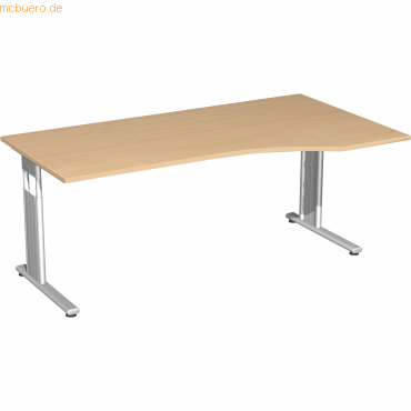 4038933175621 - Schreibtisch Flex S-617305-BS manuell höhenverstellbar 68-82cm (H) 180x100cm (BxT) Freiform buche Silber 4038933175621 Ger 4038933175621 - Schreibtisch Flex S-617305-BS manuell höhenverstellbar 68-82cm (H) 180x100cm (BxT) Freiform buche Silber 4038933175621 Ger