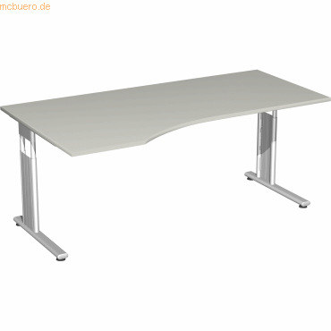 4038933175669 - Schreibtisch C Fuß Flex S-617306-LS manuell höhenverstellbar 68-82cm (H) Freiform lichtgrau   Silber 4038933175669 Geramöbel