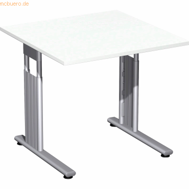 4038933477596 - Schreibtisch Flex S-617101-WS manuell höhenverstellbar 68-82cm (H) 80x80cm (BxT) quadratisch weiß silber 4038933477596 Ge 4038933477596 - Schreibtisch Flex S-617101-WS manuell höhenverstellbar 68-82cm (H) 80x80cm (BxT) quadratisch weiß silber 4038933477596 Ge