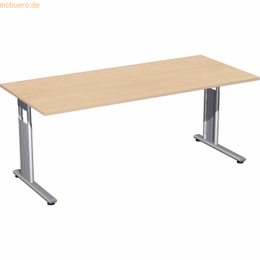 4038933479002 - Schreibtisch Flex S-617146-BS manuell höhenverstellbar 68-82cm (H) 180x80cm (BxT) rechteckig buche   Silber 4038933479002 Ge