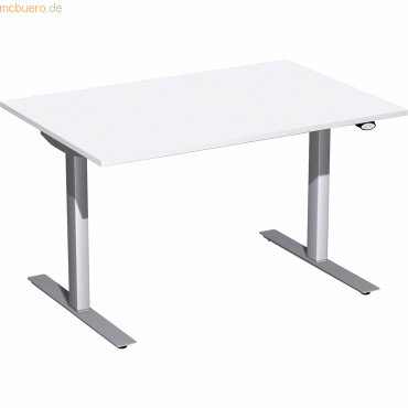 4038933527017 - Sitz-Steh-Schreibtisch Elektro Flex S-08F1208-WS elektrisch höhenverstellbar 65-125cm (H) rechteckig weiß Silber 4038933527 4038933527017 - Sitz-Steh-Schreibtisch Elektro Flex S-08F1208-WS elektrisch höhenverstellbar 65-125cm (H) rechteckig weiß Silber 4038933527