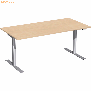 4038933527031 - Sitz-Steh-Schreibtisch Elektro Flex S-08F1608-BS elektrisch höhenverstellbar 65-125cm (H) rechteckig buche   Silber 403893352