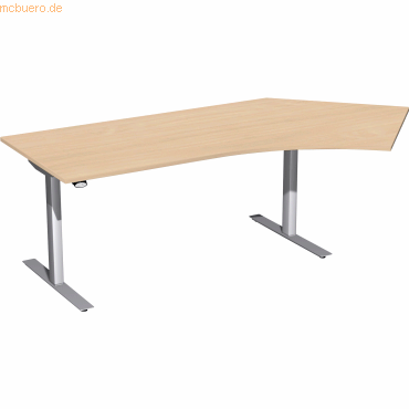 4038933527116 - Sitz-Steh-Schreibtisch Elektro Flex S-08F1616-BS elektrisch höhenverstellbar Freiform buche Silber 4038933527116 Geramöbel 4038933527116 - Sitz-Steh-Schreibtisch Elektro Flex S-08F1616-BS elektrisch höhenverstellbar Freiform buche Silber 4038933527116 Geramöbel