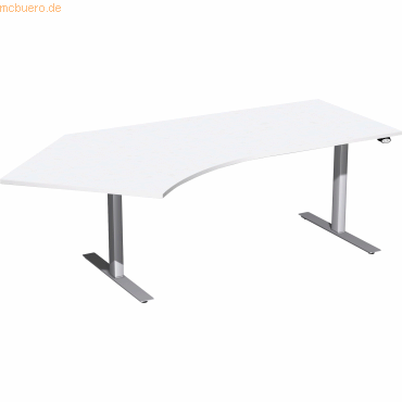 4038933527178 - Sitz-Steh-Schreibtisch Elektro Flex S-08F1615-WS elektrisch höhenverstellbar Freiform weiß Silber 4038933527178 Geramöbel 4038933527178 - Sitz-Steh-Schreibtisch Elektro Flex S-08F1615-WS elektrisch höhenverstellbar Freiform weiß Silber 4038933527178 Geramöbel