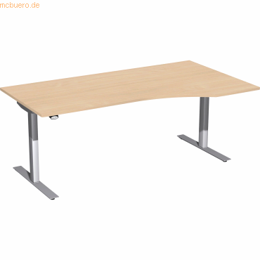 4038933527192 - Sitz-Steh-Schreibtisch Elektro Flex S-08F1811-BS elektrisch höhenverstellbar Freiform buche Silber 4038933527192 Geramöbel 4038933527192 - Sitz-Steh-Schreibtisch Elektro Flex S-08F1811-BS elektrisch höhenverstellbar Freiform buche Silber 4038933527192 Geramöbel