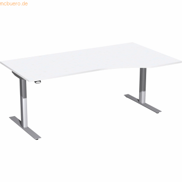 4038933527215 - Sitz-Steh-Schreibtisch Elektro Flex S-08F1811-WS elektrisch höhenverstellbar Freiform weiß Silber 4038933527215 Geramöbel 4038933527215 - Sitz-Steh-Schreibtisch Elektro Flex S-08F1811-WS elektrisch höhenverstellbar Freiform weiß Silber 4038933527215 Geramöbel