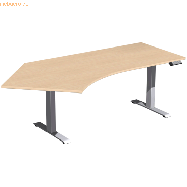 4038933544311 - Sitz-Steh-Schreibtisch Elevate Basic S-08J1615-BS elektrisch höhenverstellbar 73-123cm (H) 2166x113cm (BxT) Freiform buche 4038933544311 - Sitz-Steh-Schreibtisch Elevate Basic S-08J1615-BS elektrisch höhenverstellbar 73-123cm (H) 2166x113cm (BxT) Freiform buche
