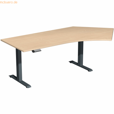 4038933544328 - Sitz-Steh-Schreibtisch Elevate Basic S-08J1615-BA elektrisch höhenverstellbar 73-123cm (H) 2166x113cm (BxT) Freiform buche 4038933544328 - Sitz-Steh-Schreibtisch Elevate Basic S-08J1615-BA elektrisch höhenverstellbar 73-123cm (H) 2166x113cm (BxT) Freiform buche
