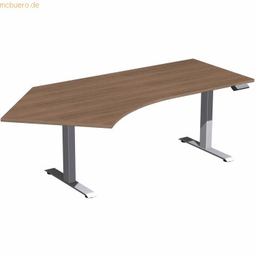 4038933544434 - Schreibtisch Elevate Basic N-08J1615-NS elektrisch höhenverstellbar 73-123cm (H) Freiform nussbaum silber 4038933544434 Ge 4038933544434 - Schreibtisch Elevate Basic N-08J1615-NS elektrisch höhenverstellbar 73-123cm (H) Freiform nussbaum silber 4038933544434 Ge