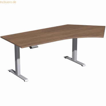 4038933544618 - Schreibtisch Elevate Basic N-08J1616-NS elektrisch höhenverstellbar 73-123cm (H) Freiform nussbaum silber 4038933544618 Ge 4038933544618 - Schreibtisch Elevate Basic N-08J1616-NS elektrisch höhenverstellbar 73-123cm (H) Freiform nussbaum silber 4038933544618 Ge