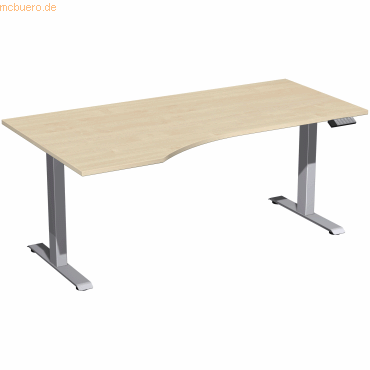 4038933544823 - Sitz-Steh-Schreibtisch Elevate Basic S-08J1812-AS elektrisch höhenverstellbar 73-123cm (H) 180x100cm (BxT) Freiform ahorn 4038933544823 - Sitz-Steh-Schreibtisch Elevate Basic S-08J1812-AS elektrisch höhenverstellbar 73-123cm (H) 180x100cm (BxT) Freiform ahorn