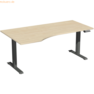 4038933544830 - Sitz-Steh-Schreibtisch Elevate Basic S-08J1812-AA elektrisch höhenverstellbar 73-123cm (H) 180x100cm (BxT) Freiform ahorn 4038933544830 - Sitz-Steh-Schreibtisch Elevate Basic S-08J1812-AA elektrisch höhenverstellbar 73-123cm (H) 180x100cm (BxT) Freiform ahorn
