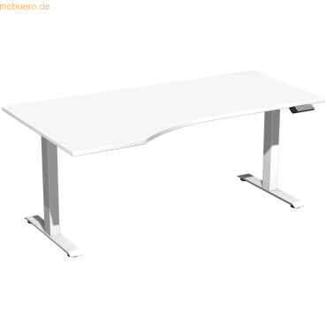 4038933544939 - Sitz-Steh-Schreibtisch Elevate Basic S-08J1812-WW elektrisch höhenverstellbar 73-123cm (H) 180x100cm (BxT) Freiform weiß W 4038933544939 - Sitz-Steh-Schreibtisch Elevate Basic S-08J1812-WW elektrisch höhenverstellbar 73-123cm (H) 180x100cm (BxT) Freiform weiß W