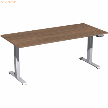 4038933545516 - Schreibtisch Elevate Plus N-08K1808-NS elektrisch höhenverstellbar 63-128cm (H) rechteckig nussbaum silber 4038933545516 G 4038933545516 - Schreibtisch Elevate Plus N-08K1808-NS elektrisch höhenverstellbar 63-128cm (H) rechteckig nussbaum silber 4038933545516 G