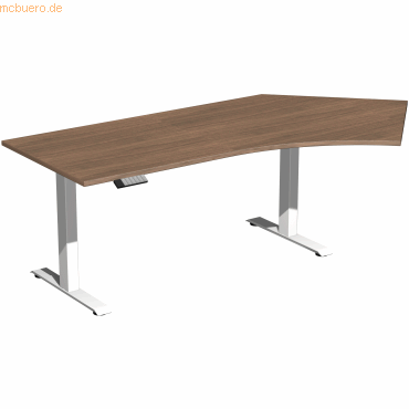 4038933545899 - Schreibtisch Elevate Plus N-08K1616-NW elektrisch höhenverstellbar 63-128cm (H) Freiform nussbaum weiß 4038933545899 Geram 4038933545899 - Schreibtisch Elevate Plus N-08K1616-NW elektrisch höhenverstellbar 63-128cm (H) Freiform nussbaum weiß 4038933545899 Geram