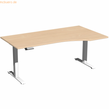 4038933545950 - Sitz-Steh-Schreibtisch Elevate Plus S-08K1811-BW elektrisch höhenverstellbar 63-128cm (H) 180x100cm (BxT) Freiform buche   W
