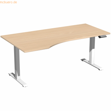 4038933546131 - Sitz-Steh-Schreibtisch Elevate Plus S-08K1812-BW elektrisch höhenverstellbar 63-128cm (H) 180x100cm (BxT) Freiform buche W 4038933546131 - Sitz-Steh-Schreibtisch Elevate Plus S-08K1812-BW elektrisch höhenverstellbar 63-128cm (H) 180x100cm (BxT) Freiform buche W