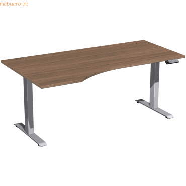 4038933546230 - Schreibtisch Elevate Plus N-08K1812-NS elektrisch höhenverstellbar 63-128cm (H) Freiform nussbaum silber 4038933546230 Ger 4038933546230 - Schreibtisch Elevate Plus N-08K1812-NS elektrisch höhenverstellbar 63-128cm (H) Freiform nussbaum silber 4038933546230 Ger