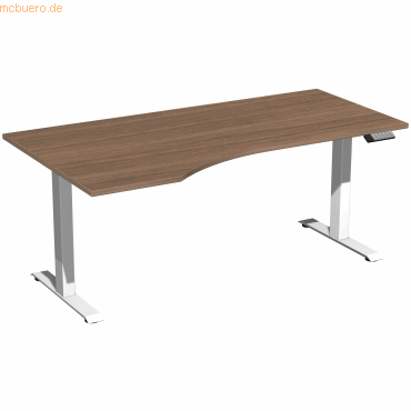 4038933546254 - Schreibtisch Elevate Plus N-08K1812-NW elektrisch höhenverstellbar 63-128cm (H) Freiform nussbaum weiß 4038933546254 Geram 4038933546254 - Schreibtisch Elevate Plus N-08K1812-NW elektrisch höhenverstellbar 63-128cm (H) Freiform nussbaum weiß 4038933546254 Geram