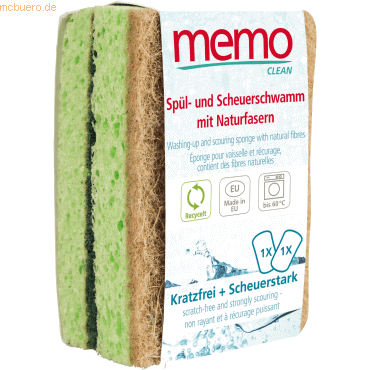 4039468025504 - memo Spül- und Scheuerschwamm mit Naturfasern 2 Stk 4039468025504 - memo Spül- und Scheuerschwamm mit Naturfasern 2 Stk
