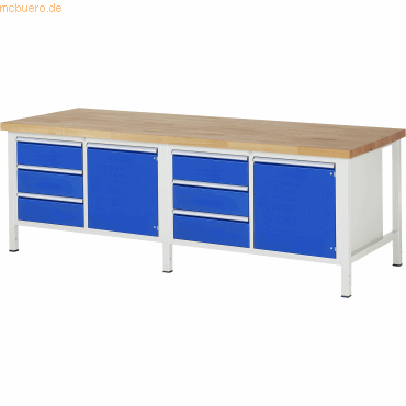 4040376075536 - RAU Werkbank 2500x900x840-1040mm 6xSchublade-TA 2xTür lgrebl 4040376075536 RAU GmbH