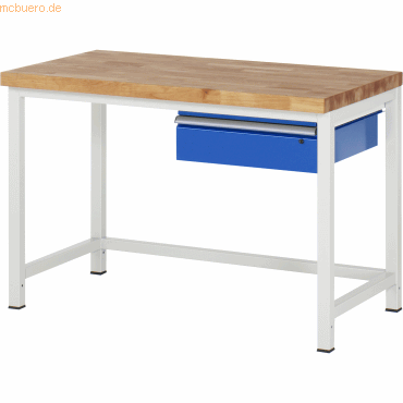 4040376177575 - Werkbank Serie 8000 stationär mit Hängeschublade B 1250 x T 700 x H 840 – 1040 mm 4040376177575 - Werkbank Serie 8000 stationär mit Hängeschublade B 1250 x T 700 x H 840 – 1040 mm