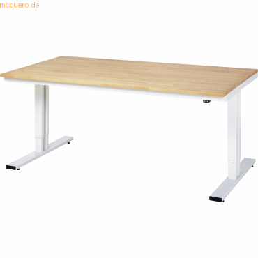 4040376213129 - Arbeitstisch elektrisch höhenverstellbar - Tragkraft 300 kg Höhe 720 - 1120 mm Buchenplatte massiv BxT 2000 x 1000 mm RAU