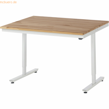 4040376213150 - Rau Arbeitstisch Adlatus elektrisch höhenverstellbar 25 mm geölte Massivholzplatte bis 150 kg B 1250 x T 1000 x H 720-1120 mm Buche lichtgrau 4040376213150 - Rau Arbeitstisch Adlatus elektrisch höhenverstellbar 25 mm geölte Massivholzplatte bis 150 kg B 1250 x T 1000 x H 720-1120 mm Buche lichtgrau