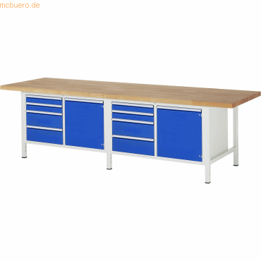 4040376224392 - RAU Werkbank 3000x900x840-1040mm 8xSchublade-TA 2xTür lgrebl 4040376224392 RAU GmbH