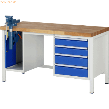 4040376238849 - Werkbank Modell 8185 4 Schubladen Schrank mit Einschiebetür inkl Schraubstock B 1500 x T 700 4040376238849 - Werkbank Modell 8185 4 Schubladen Schrank mit Einschiebetür inkl Schraubstock B 1500 x T 700