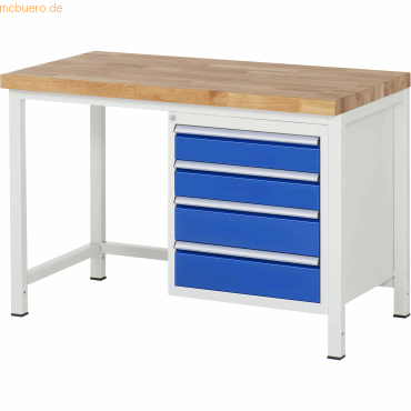 4040376265289 - Werkbank Serie 8162 höhenverstellbar 4 Schubladen B 1250 x T 700 x H 840 - 1040 mm 4040376265289 - Werkbank Serie 8162 höhenverstellbar 4 Schubladen B 1250 x T 700 x H 840 - 1040 mm