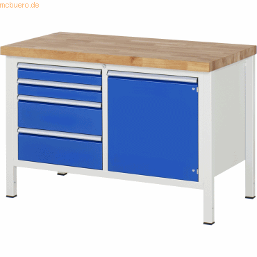4040376270665 - Werkbank Serie 8470 4 Schubladen 1 Fachboden mit Tür B 1500 x T 700 x H 840-1040 mm 4040376270665 - Werkbank Serie 8470 4 Schubladen 1 Fachboden mit Tür B 1500 x T 700 x H 840-1040 mm