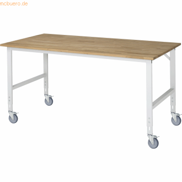 4040376429926 - Fahrbarer Arbeitstisch Gestell 60 x 30 mm Platten-BxT 2000 x 1000 mm Buche-Massivholzplatte 4040376429926 - Fahrbarer Arbeitstisch Gestell 60 x 30 mm Platten-BxT 2000 x 1000 mm Buche-Massivholzplatte