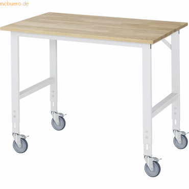 4040376429957 - Fahrbarer Arbeitstisch Gestell 60 x 30 mm Platten-BxT 1250 x 800 mm Buche-Massivholzplatte 4040376429957 - Fahrbarer Arbeitstisch Gestell 60 x 30 mm Platten-BxT 1250 x 800 mm Buche-Massivholzplatte