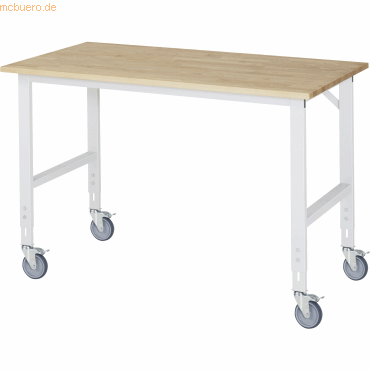 4040376429964 - Fahrbarer Arbeitstisch Gestell 60 x 30 mm Platten-BxT 1500 x 800 mm Buche-Massivholzplatte 4040376429964 - Fahrbarer Arbeitstisch Gestell 60 x 30 mm Platten-BxT 1500 x 800 mm Buche-Massivholzplatte